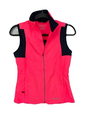 Brooks Shelter Technology 跑步全拉链口袋背心女式 XS 粉红色反光 — 第 1/4 张图片