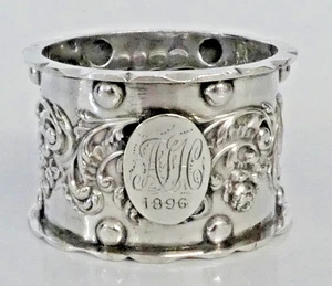EXQUISITE ANTIQUE VICTORIAN SOLID STERLING SILVER NAPKIN RING Thomas Hayes 1895 - Picture 1 of 9