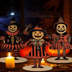 3 Pcs Vintage Halloween Table Decor Pumpkin Ghost Wooden Centerpiece Signs - Picture 1 of 6