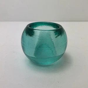 Fire And Light Recycled Glass Aqua Blue Glow Bug Round Votive Candle Holder - Picture 1 of 5