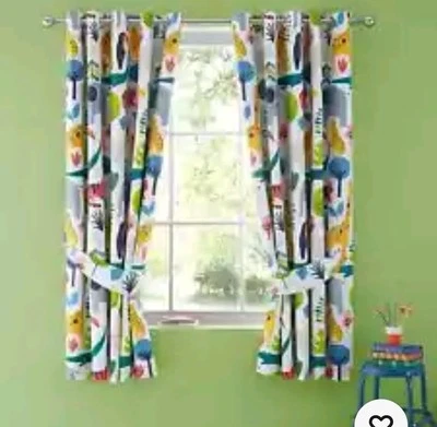 Dunelm Elements Kids Fully Lined Eyelet Jungle Cotton  Curtains 66"x72"BNIP - Image 1 of 4