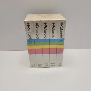 POLAROID SUPER COLOR (5) PACK VHS LEERE KASSETTEN T-120 SCHALLPLATTEN FÜR 6 STUNDEN (VERSIEGELT) - Bild 1 von 4