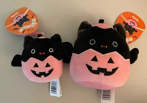 Squishmallows Emily The Bat In Pink Pumpkin Key Chain Bag Clip 4” And Mini 5” - Picture 1 of 2
