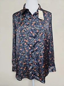 ELIE TAHARI Women's Blouse Long Sleeve Button Down Floral Print Polyester.Size L - Picture 1 of 14