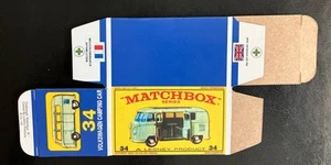 Matchbox #34 Volkswagen Camping Car ‘64-‘69 Type E Repro Box  - Picture 1 of 2