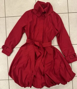 Samuel Dong Women’s RED Bubble Trench Zippered Snap Jacket Size SMALL $329 - Picture 1 of 13
