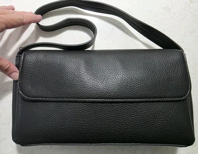 NEW Vera Bradley Faux Leather Flap Shoulder Bag BLACK Purse Baguette $115 NWT - Image 1 of 4