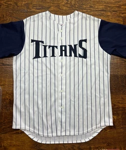VTG 90s 00s NFL Tennessee Titans Majestic Baseball Jersey Sz L 24.5 X 31 - Picture 1 of 8