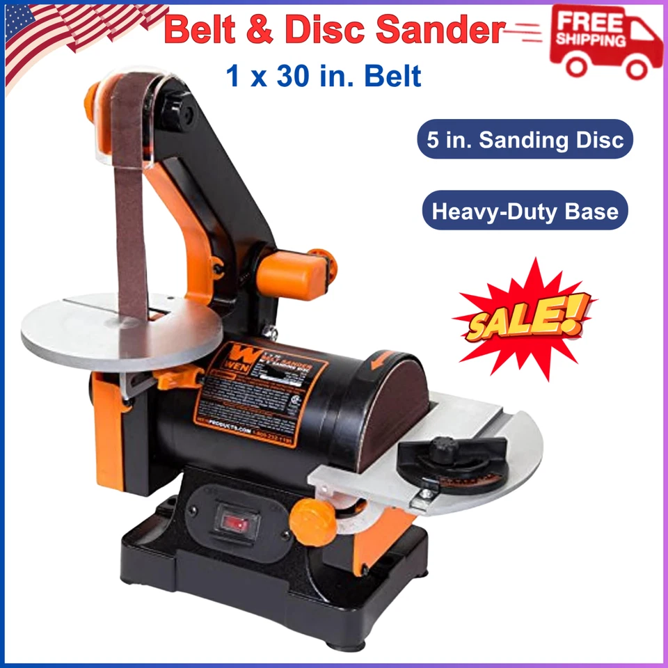 WEN Benchtop Belt and Disc Sander with 1 x 30 in. Belt  5 in. Sanding Disc 6515T - Image 1 of 4