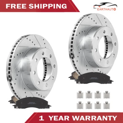 Front Drilled Slotted Rotors & Ceramic Brake Pads For Dodge Ram 2500 3500 - Image 1 of 4