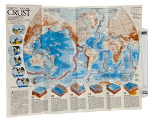 Map Earth's Dynamic Crust World National Geographic Vintage Map 18" x 22.5" 1985 - Picture 1 of 6