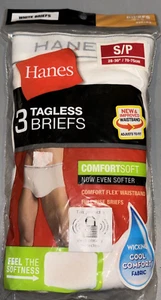 NOS Men's  Hanes 3 Pack White Tagless Full Rise Cotton Briefs-Small Free Ship - Picture 1 of 5