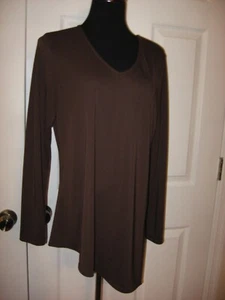 Susan Graver,Premier,Tunic,Brown,Slant Hem,Long Sleeve, V Neck, M - Picture 1 of 12