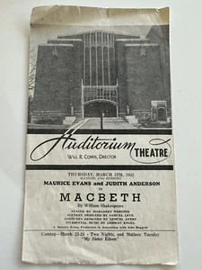 Vintage 1942 Playbill - Macbeth - Auditorium Theatre - Rochester, NY - Bild 1 von 3