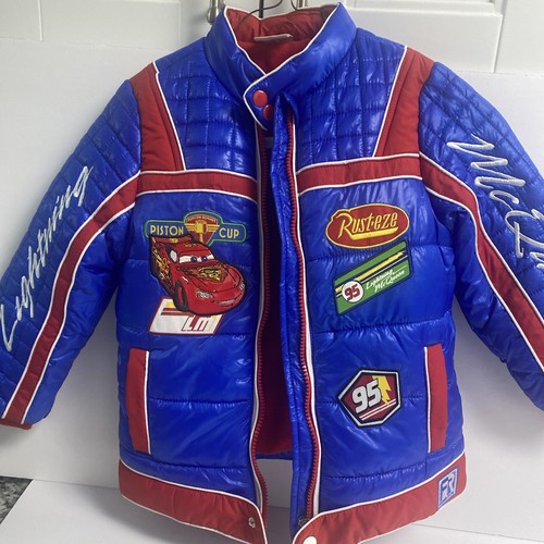 ALEXANDER MCQUEEN Giacca Disney Lightning MCQUEEN Cars bambino puffer stile Nascar taglia 4