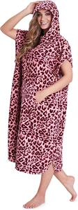 Poncho Mare Surf Nuoto Dryrobe Accappatoio Uomo Donna Unisex (S/M, Rosa Leopardo - Foto 1 di 12