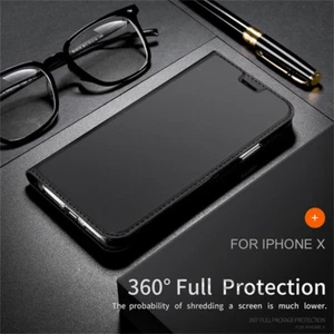 For iPhone 13 16 15 14 Pro Max Magnetic Leather Wallet Card Slot Flip Case Cover - Picture 1 of 12