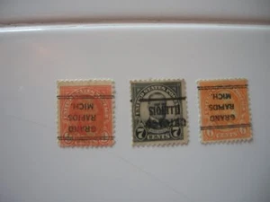 US Stamps - INVERTED PRECANCELS SCOTT'S #559 #638 #641 MCKINNLEY GARFIELD JEFFER - Picture 1 of 2