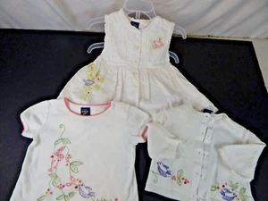Vintage Baby Oshkosh BGosh White 3pc Dress Shirt Cardigan Embrod Birds 6-9M - Picture 1 of 11