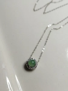Certified grade A Natural sun green jadeite jade s925 silver pendant necklace - Picture 1 of 6