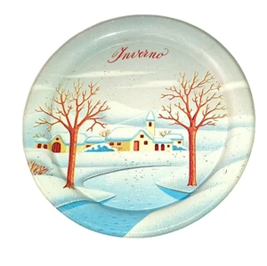 PAVESI 80s italy tin advertising coaster - sottobicchiere latta INVERNO - Imagen 1 de 4