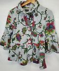 Damee Inc Jacket Szie S Gray Colorful Floral Print Swing Cardigan 