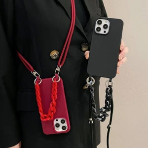 Funda Bandolera Color Caramelo Collar Cordón Cuerda Para iPhone 15 14 13 12 Pro Max - Imagen 1 de 30