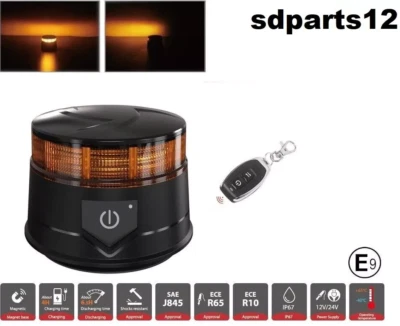 Lampeggiante Girofaro LED 12-24V Arancione Telecomando Magnetico Ricaricabile E9 - Immagine 1 di 4