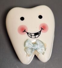 Ganz Tooth Fairy Trinket Box for Boy Tooth Shape Porcelain Ceramic Blue Bow