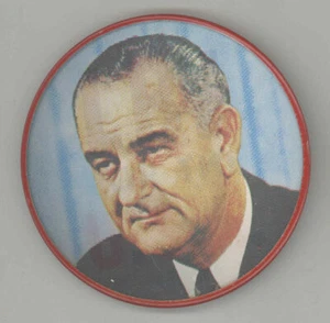 1964 LBJ FOR THE USA, Lyndon Johnson VERI-VUE FLASHER Political Campaign Pin 3" - Picture 1 of 3