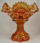 Imperial Twins Fruit Bowl Marigold Carnival Glass 0411 Ruffled w Base 1909 Nice