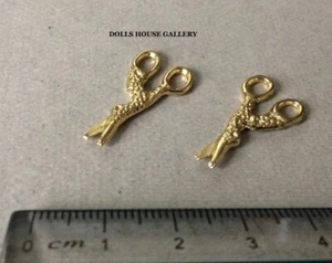 Two Gold Scissors, Dolls House Miniatures, Accessories 1.12 Scale Sewing Room - Picture 1 of 2