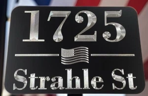 Engraved Patriotic US Flag House Home Number Street Address 10x7 Sign Plaque - Picture 1 of 12