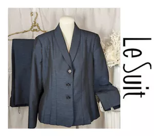 LE SUIT dunkelblauer 2-teiliger Hosenanzug gefüttert Kerbkragen Karriere Größe 16 - Bild 1 von 14