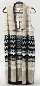 NWT Chicos Elijah Aztec Duster Cardigan Wool Alpaca Blend Ski Apres Sz 1 Med New - Picture 1 of 9