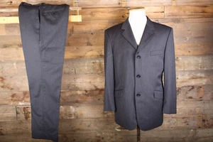 Paul Andrew Anzug 40R 34W 31L anthrazit gestreift Wolle - Bild 1 von 10