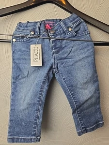 DDB The Childrens Place Girls Jeans Size 6-9 MO Super Skinny Stretch Denim Blue - Picture 1 of 3