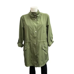 Chaqueta Sanctuary verde oliva utilitaria/lluvia de gran tamaño ligera con lengüeta enrollable talla L - Imagen 1 de 8