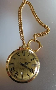 Lucerne Schweizer mechnische Taschenuhr vergoldet mit Kette neuwertig - Bild 1 von 7