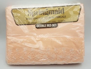 Juego de cama doble vintage Springmaid Wondercale sin hierro percal 4 piezas sábanas Nuevo de Lote Antiguo - Imagen 1 de 6