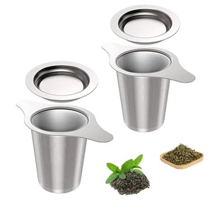 2pcs Stainless Steel Fine Mesh Tea Strainer Infuser - Large Capacity, Double ... - Picture 1 of 7