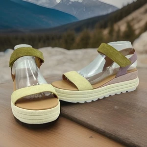 Sandalias planas Sorel para mujer talla 9,5 Cameron tranquilas amarillas tiza B10S5 - Imagen 1 de 11
