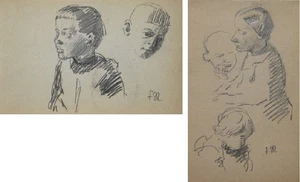 Franz Reinhardt 1881-1946 München / 2 Zeichnungen um 1911 Frauen Kinder Mädchen - Picture 1 of 22
