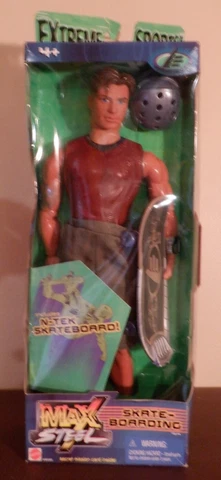 Vintage MAX STEEL Skate-Boarding ACTION FIGURE Mattel Doll WB Kids NEW IN BOX Cover