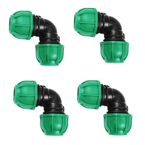 PP Fitting Klemmverbinder 90° Winkel Kupplung PE Rohr Verschraubung 20mm - 63mm - Picture 1 of 15