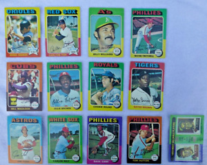 1975 Topps Baseball 13 Card Lot ~ Carlton Fisk,  B. Robinson, B. Williams (HOF)