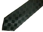 Calvin Klein Mens Necktie Tie Black Grey Checkered 60"