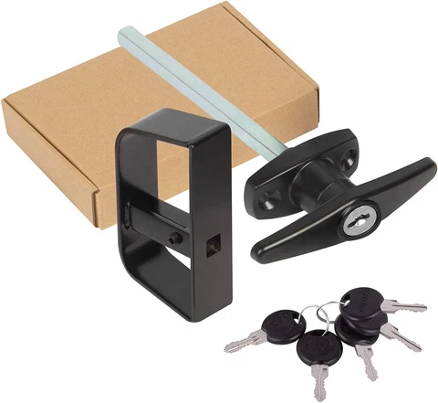 NEW Shed Door Latch T-Handle Lock Kit with 5 Keys,BTEOBFY 4-1/2" Stem Storage Ba Cover