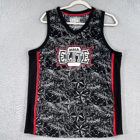MMA Elite Tank Top Shirt Mens Medium All Over Print 100% Polyester Fighting Cover