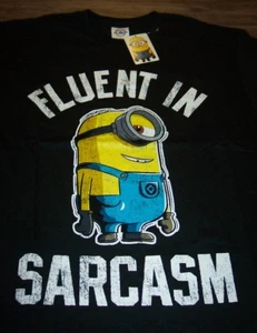DESPICABLE ME DAVE MINION Fluent in Sarcasm T-Shirt MENS MEDIUM NEW w/ TAG - Picture 1 of 4